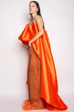 ORANGE DENIM BOYFRIEND TROUSERS