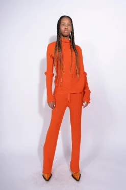 ORANGE DRAPED JUMPER IN MERINO KNIT