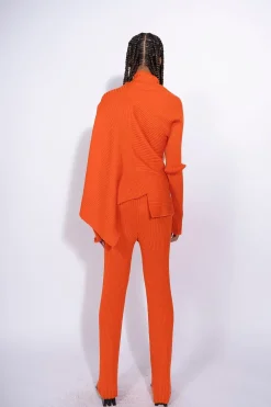 ORANGE DRAPED JUMPER IN MERINO KNIT