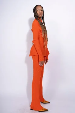 ORANGE DRAPED JUMPER IN MERINO KNIT