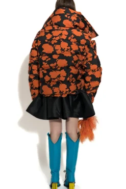 ORANGE FLORAL M'A PUFFER JACKET
