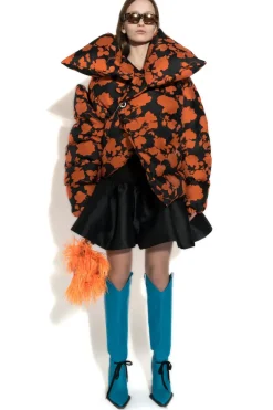 ORANGE FLORAL M'A PUFFER JACKET
