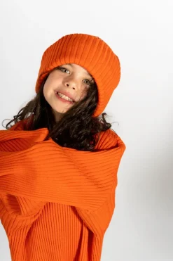 ORANGE MERINO KNIT BEANIE