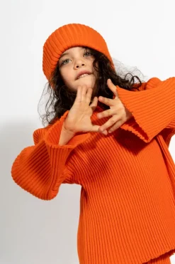 ORANGE MERINO KNIT BEANIE