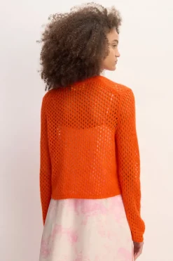 ORANGE MESH KNIT CARDIGAN
