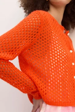 ORANGE MESH KNIT CARDIGAN