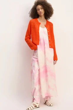 ORANGE MESH KNIT CARDIGAN