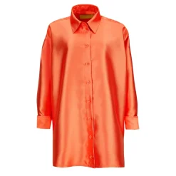 ORANGE SATIN OVERSIZED SHIRT