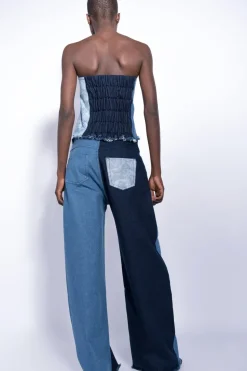 PATCHWORK DENIM BOYFRIEND TROUSERS