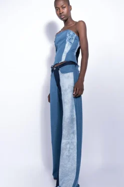 PATCHWORK DENIM BOYFRIEND TROUSERS