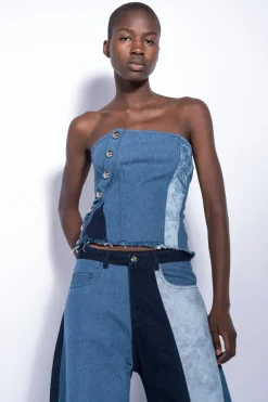 PATCHWORK DENIM BOYFRIEND TROUSERS