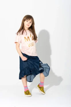 PINK AND BEIGE SPLATTERED LOGO T-SHIRT