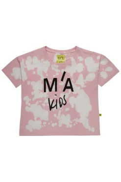 PINK AND BEIGE SPLATTERED LOGO T-SHIRT