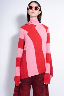 PINK AND RED DRAPED JUMPER