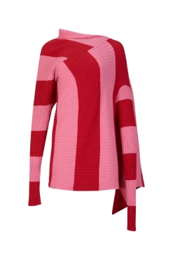 PINK AND RED DRAPED JUMPER
