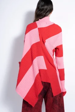 PINK AND RED DRAPED JUMPER
