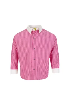 PINK AND WHITE STRIPED LOOSE SHIRT