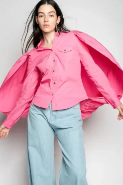 PINK BALLON SLEEVE SHIRT