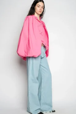 PINK BALLON SLEEVE SHIRT