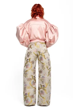 PINK BOMBER JACKET WITH PUFF SLEEVES