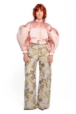 PINK BOMBER JACKET WITH PUFF SLEEVES