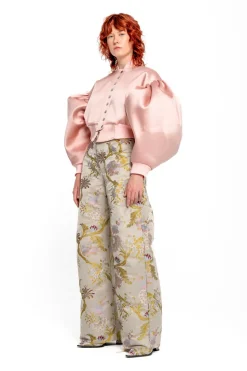 PINK BOMBER JACKET WITH PUFF SLEEVES