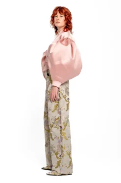 PINK BOMBER JACKET WITH PUFF SLEEVES