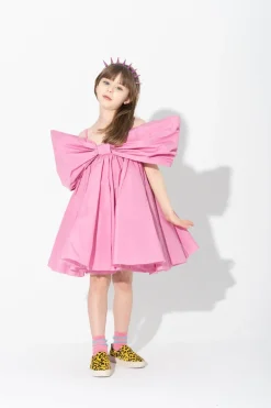 PINK BOW TAFFETA DRESS