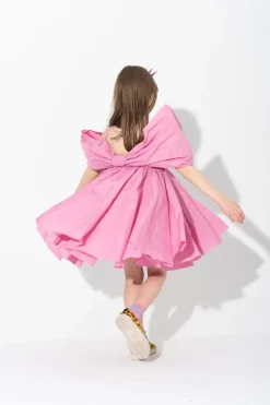 PINK BOW TAFFETA DRESS
