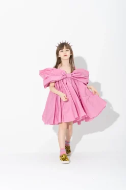 PINK BOW TAFFETA DRESS
