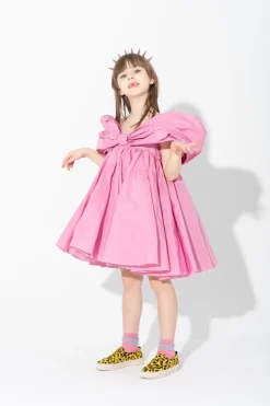 PINK BOW TAFFETA DRESS