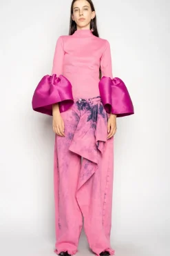 PINK BOYFRIEND TROUSERS WITH BIG BOW