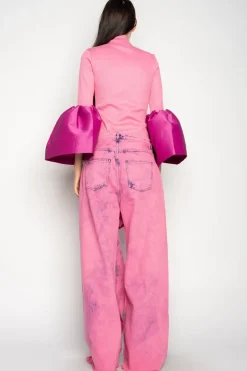 PINK BOYFRIEND TROUSERS WITH BIG BOW