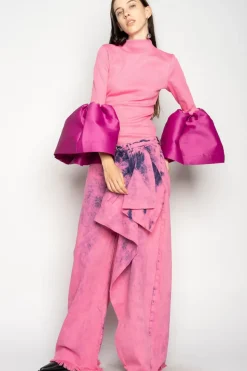 PINK BOYFRIEND TROUSERS WITH BIG BOW