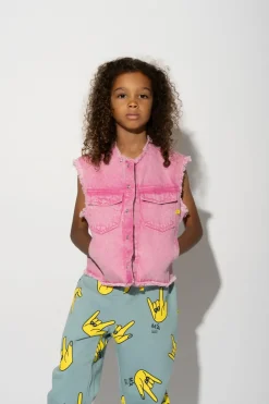 PINK COLLARLESS VEST