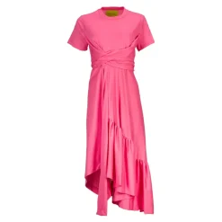 PINK CROSS WAIST DRAPE T-SHIRT DRESS
