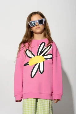 PINK DAISY PRINT SWEATSHIRT