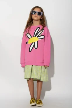 PINK DAISY PRINT SWEATSHIRT