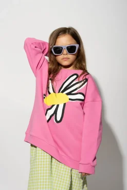 PINK DAISY PRINT SWEATSHIRT