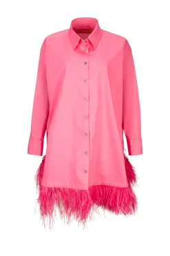 PINK FEATHER SHIRT DRESS