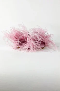 PINK FEATHER STRAPPY SANDAL