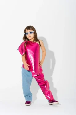 PINK FOIL BAGGY TROUSERS