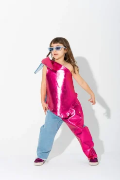 PINK FOIL BAGGY TROUSERS