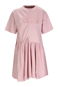 PINK GATHERED JERSEY T-SHIRT DRESS