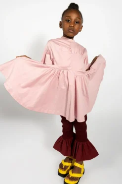 PINK GATHERED JERSEY T-SHIRT DRESS