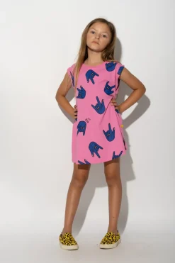 PINK HANDS PRINT T-SHIRT DRESS