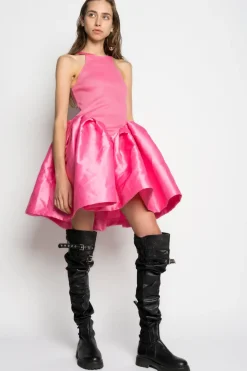 PINK MINI DRESS WITH TANK TOP SCOOPED
