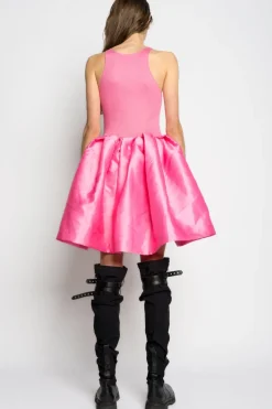 PINK MINI DRESS WITH TANK TOP SCOOPED