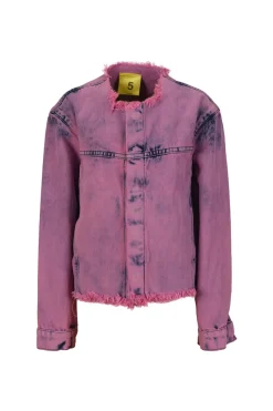 PINK OVERDYED LOOSE COLLARLESS JACKET
