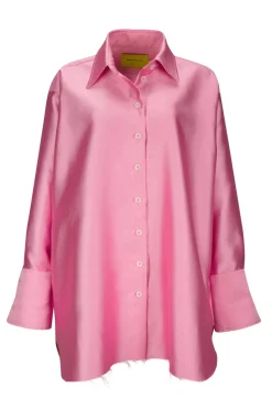 PINK SATIN OVERSIZED SHIRT